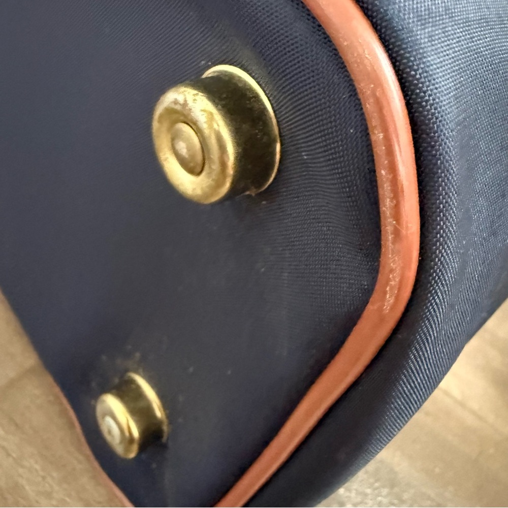 Vintage Sears Travel Train Case Bag Cosmetic Hard Case Wipeable Leather‎ Navy - Picture 11 of 16